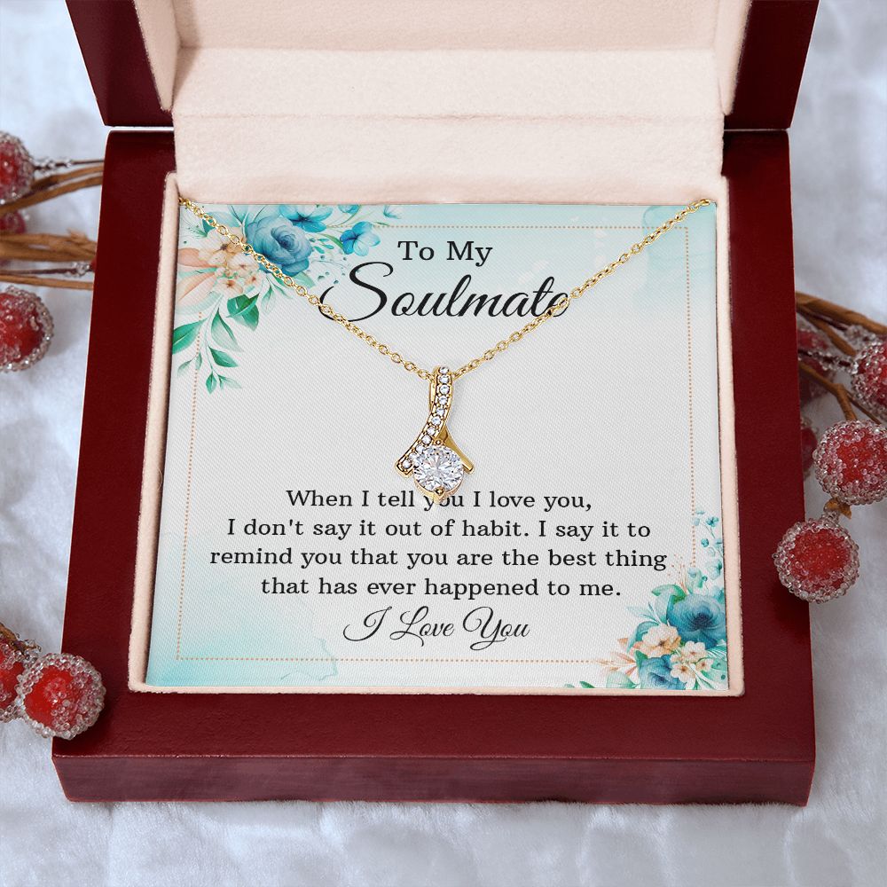 To My Soulmate Necklace for Women Birthday Christmas Jewelry Gifts For My Wife with Message Card Box Personalized Gift Present Pendant for Future Wife Soulmate Girlfriend Love 12 Alluring Beauty Necklace