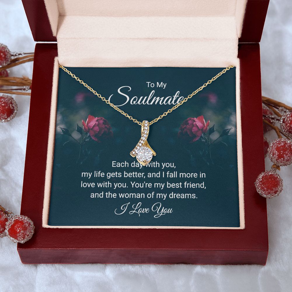 To My Soulmate Necklace for Women Birthday Christmas Jewelry Gifts For My Wife with Message Card Box Personalized Gift Present Pendant for Future Wife Soulmate Girlfriend Love 20 Alluring Beauty Necklace