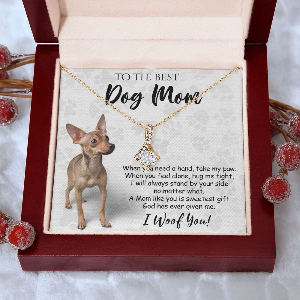 To The Best Chihuahua Dog Mom Knot Necklace Mother's Day Gift , I Woof You Quote Gift Card, Message Card Jewelry For Dog Lovers, Necklace For Mom Alluring Beauty Necklace
