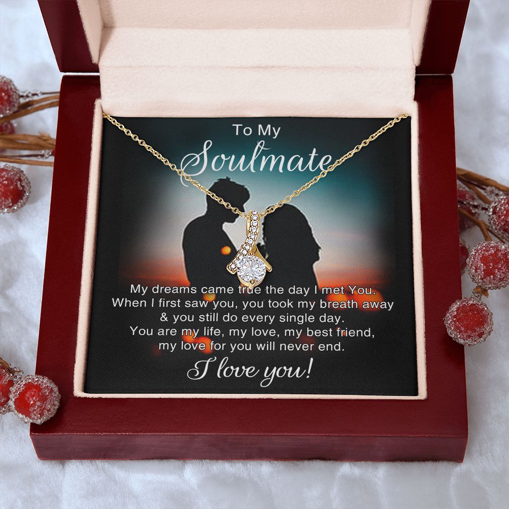 To My Soulmate Necklace for Women Birthday Christmas Jewelry Gifts For My Wife with Message Card Box Personalized Gift Present Pendant for Future Wife Soulmate Girlfriend Love 4 Alluring Beauty Necklace