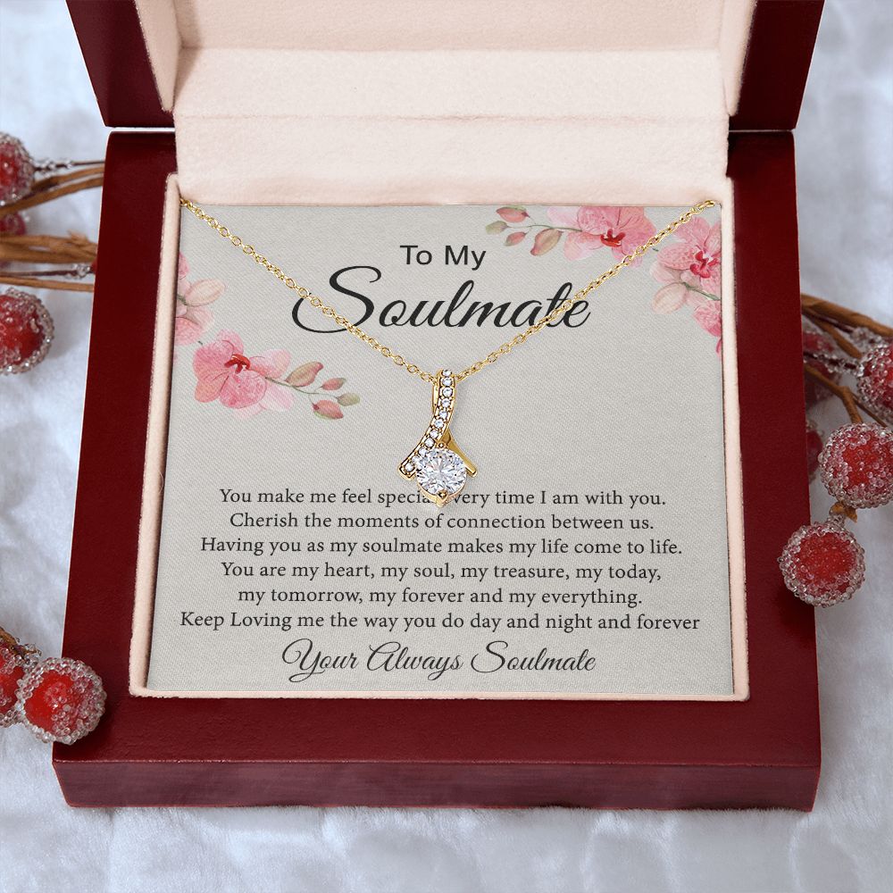 To My Soulmate Necklace for Women Birthday Christmas Jewelry Gifts For My Wife with Message Card Box Personalized Gift Present Pendant for Future Wife Soulmate Girlfriend Love 27 Alluring Beauty Necklace