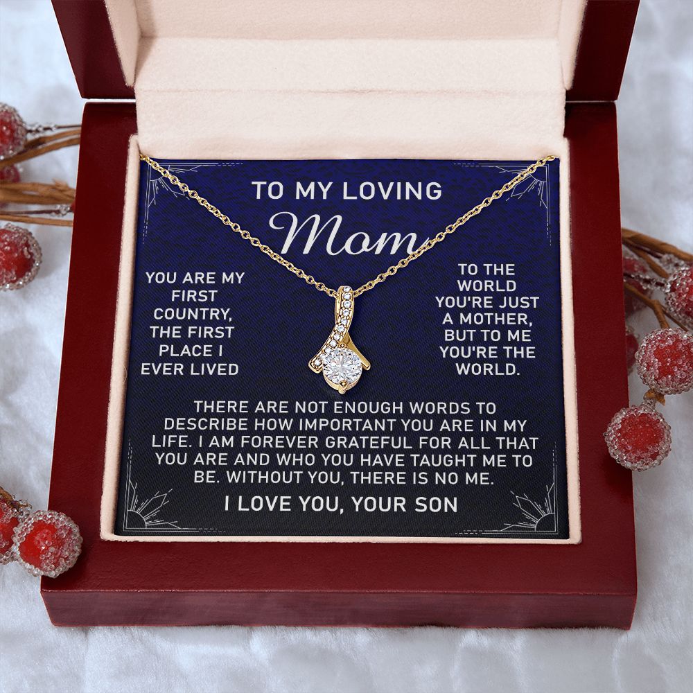 To My Loving Mom Necklace, Gift for Mom from Son, Mother's Day Jewelry Gift, Necklace for Mom Birthday Anniversary Mother's Day Jewelry Gift, To My Mom Necklace from Son Alluring Beauty Necklace