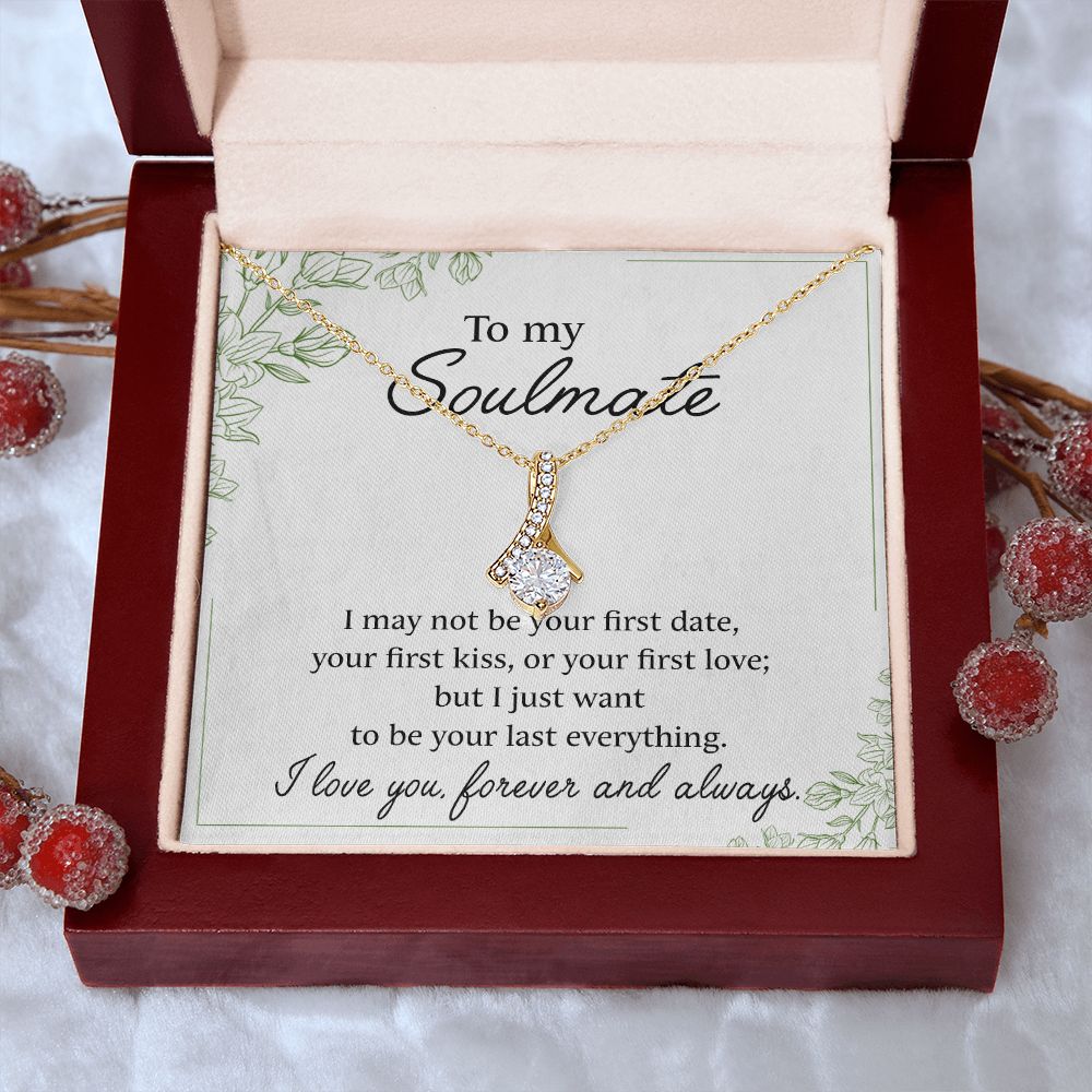 To My Soulmate Necklace for Women Birthday Christmas Jewelry Gifts For My Wife with Message Card Box Personalized Gift Present Pendant for Future Wife Soulmate Girlfriend Love 25 Alluring Beauty Necklace
