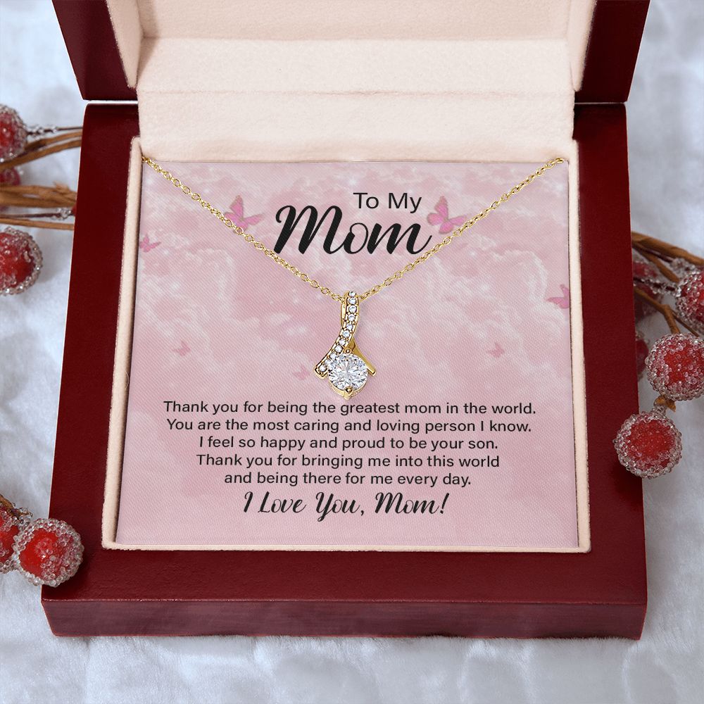 To My Mom Necklace, Gift For Mom, Mother's Day Gift from Daughter, Mom Jewelry Gift for Mothers Day, Birthday Gift for Mother, Moms Gift from Daughter Son, Necklace for Mom Mother 24 Alluring Beauty Necklace