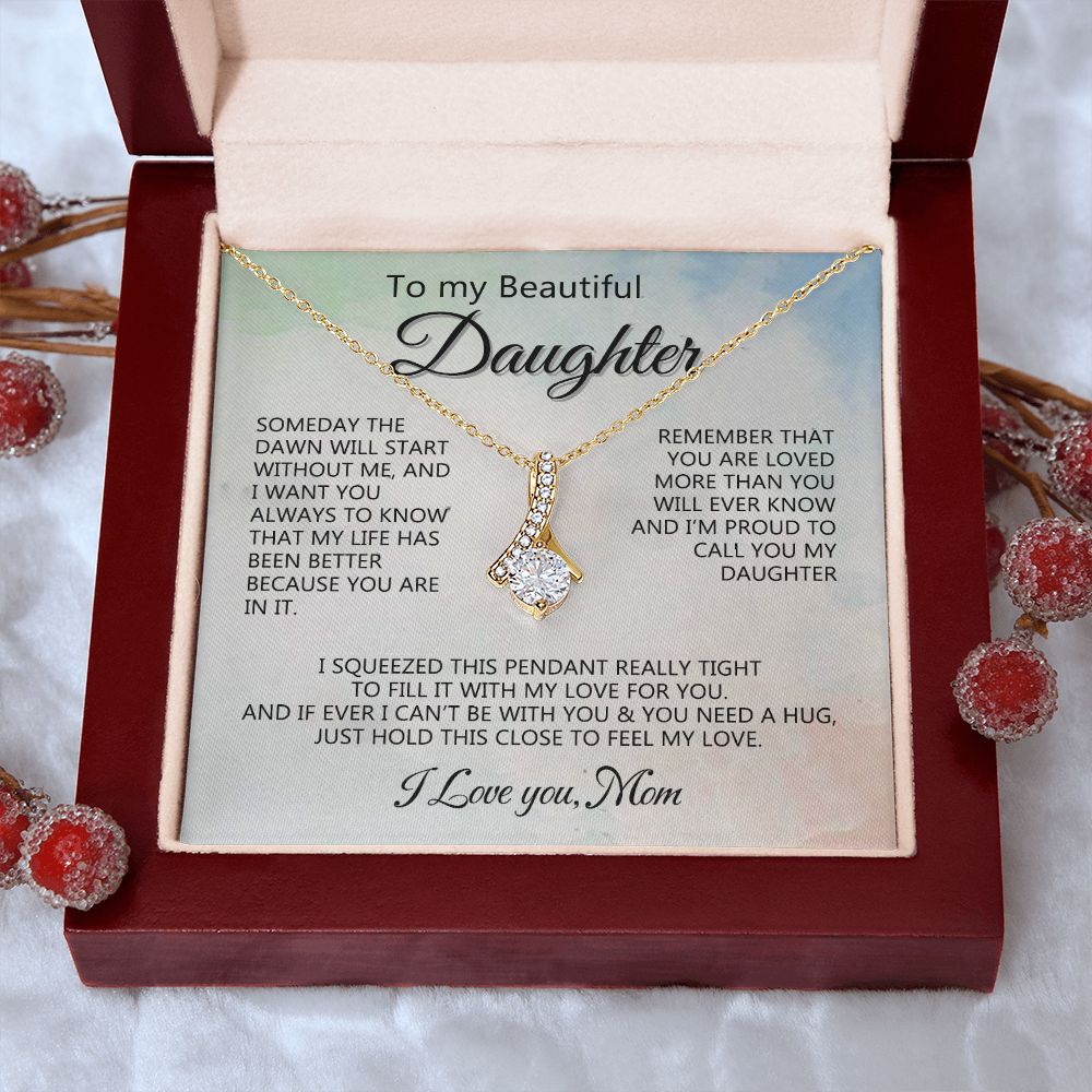 Jewelry Pendant Present for Daughter, To My Daughter Gift Necklace from Mom, Mother Daughter Gift Ideas, Birthday Christmas Gift Graduation Gifts for Daughters, Mother and Daughter Necklace 14 Alluring Beauty Necklace