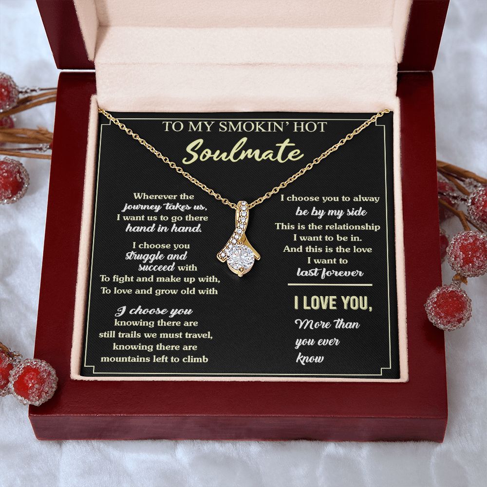 To My Soulmate Necklace for Women Birthday Valentines Day Jewelry Gifts For My Wife with Message Card Box Personalized Gift Present Pendant for Future Wife Soulmate Girlfriend Love 7 Alluring Beauty Necklace