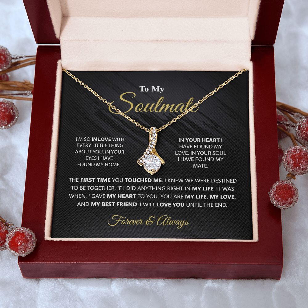 To My Soulmate Necklace for Women Birthday Christmas Jewelry Gifts For My Wife with Message Card Box Personalized Gift Present Pendant for Future Wife Soulmate Girlfriend Love 1 Alluring Beauty Necklace
