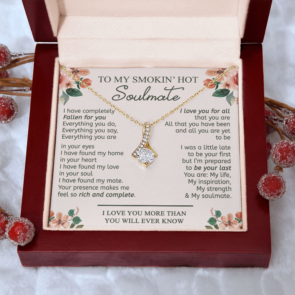 To My Smokin Hot Soulmate Necklace - Wife Gifts From Husband To My Wife Necklace, Gift for Her Romantic, Girlfriend Gifts Necklace for Wife from Men Includes Message Card and Gift Box 20 Alluring Beauty Necklace
