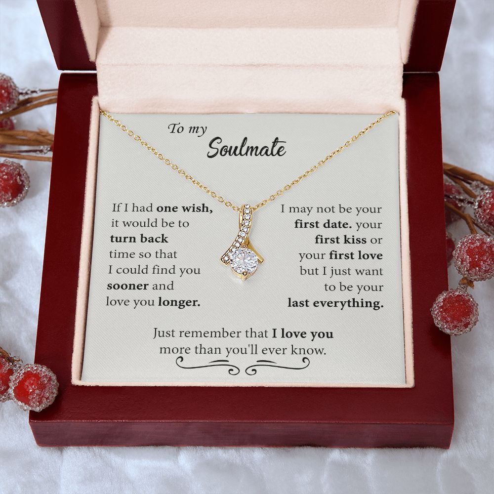To My Soulmate Necklace for Women Birthday Christmas Jewelry Gifts For My Wife with Message Card Box Personalized Gift Present Pendant for Future Wife Soulmate Girlfriend Love 24 Alluring Beauty Necklace