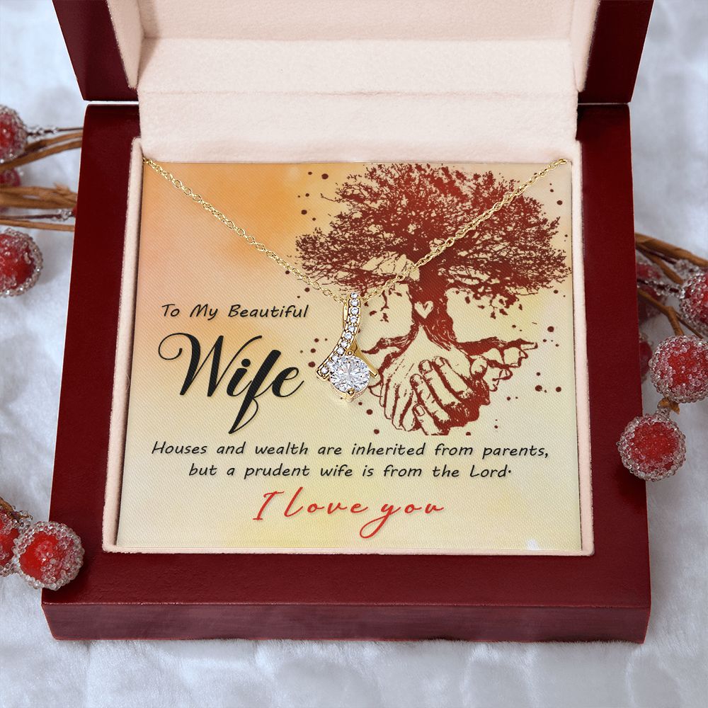 To My Beautiful Wife Necklace, Wedding Anniversary Jewelry For Women, Necklace For Wife from Husband, Gifts For Wife Birthday Gifts Necklace, Jewelry With Message Card In A Gift Box