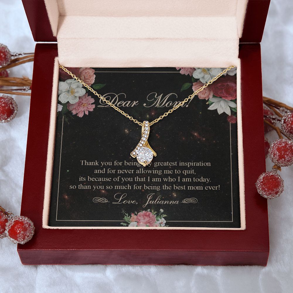 To My Mom Necklace, Gift For Mom On Mother's Day Thank You Mom Gifts From Kids Mom Julianna Alluring Beauty Necklace
