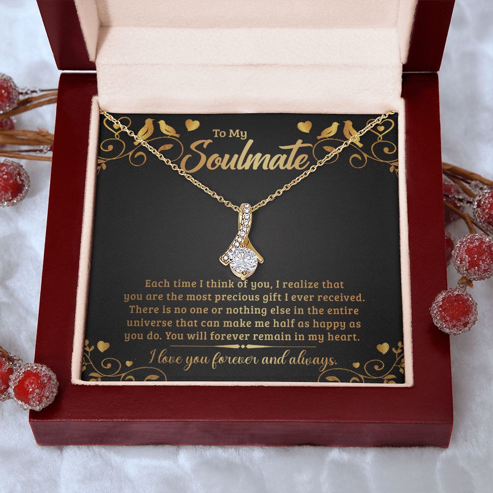 To My Soulmate Necklace for Women Birthday Christmas Jewelry Gifts For My Wife with Message Card Box Personalized Gift Present Pendant for Future Wife Soulmate Girlfriend Love 19 Alluring Beauty Necklace