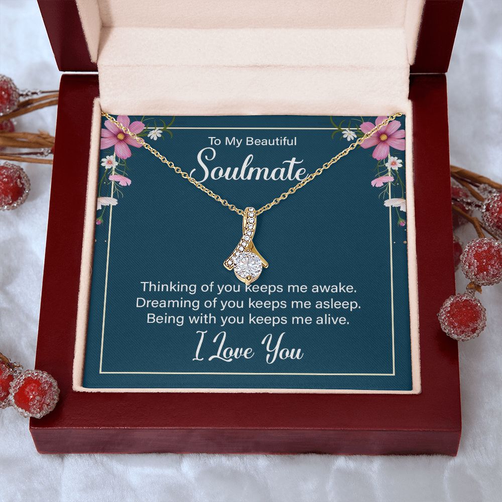 To My Soulmate Necklace for Women Birthday Christmas Jewelry Gifts For My Wife with Message Card Box Personalized Gift Present Pendant for Future Wife Soulmate Girlfriend Love 13 Alluring Beauty Necklace