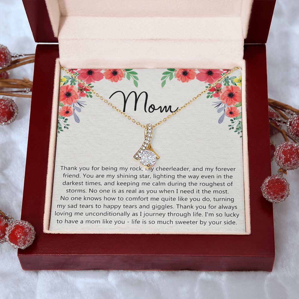 To My Mom Gift Necklace for Mother Daughter Jewelry, Thank You Mom Gift, Gift for Mom from Daughter to Mother Necklace Pendant Jewelry Box for Mom on Mother's Day Birthday Alluring Beauty Necklace