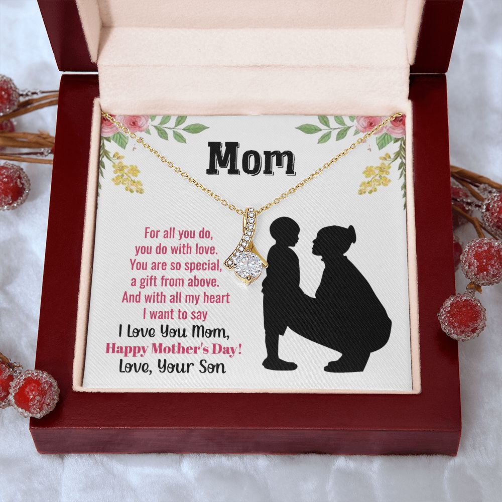 To My Mom Necklace, Gift For Mom, Mother's Day Gift from Daughter, Mom Jewelry Gift for Mothers Day, Birthday Gift for Mother, Moms Gift from Daughter Son, Necklace for Mom Mother22 Alluring Beauty Necklace