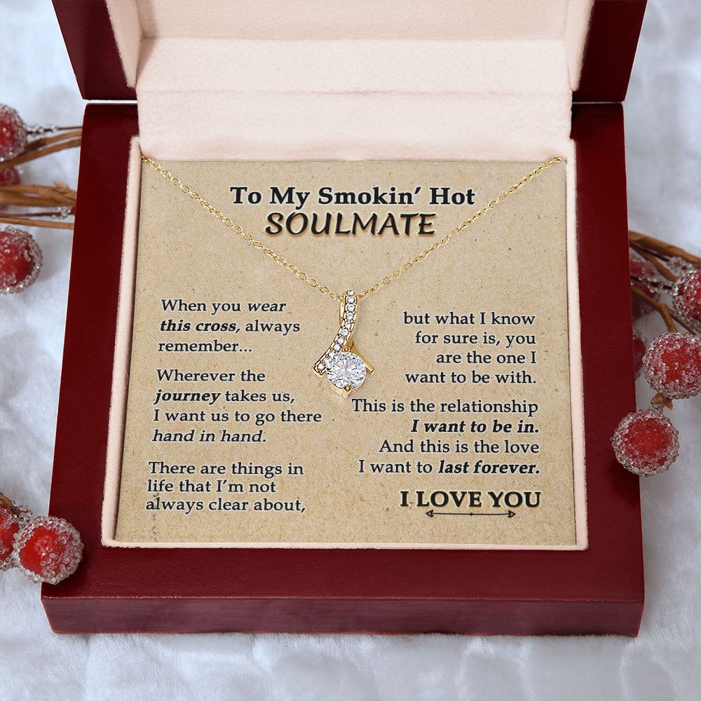 To My Soulmate Necklace for Women Birthday Valentines Day Jewelry Gifts For My Wife with Message Card Box Personalized Gift Present Pendant for Future Wife Soulmate Girlfriend Love 9 Alluring Beauty Necklace
