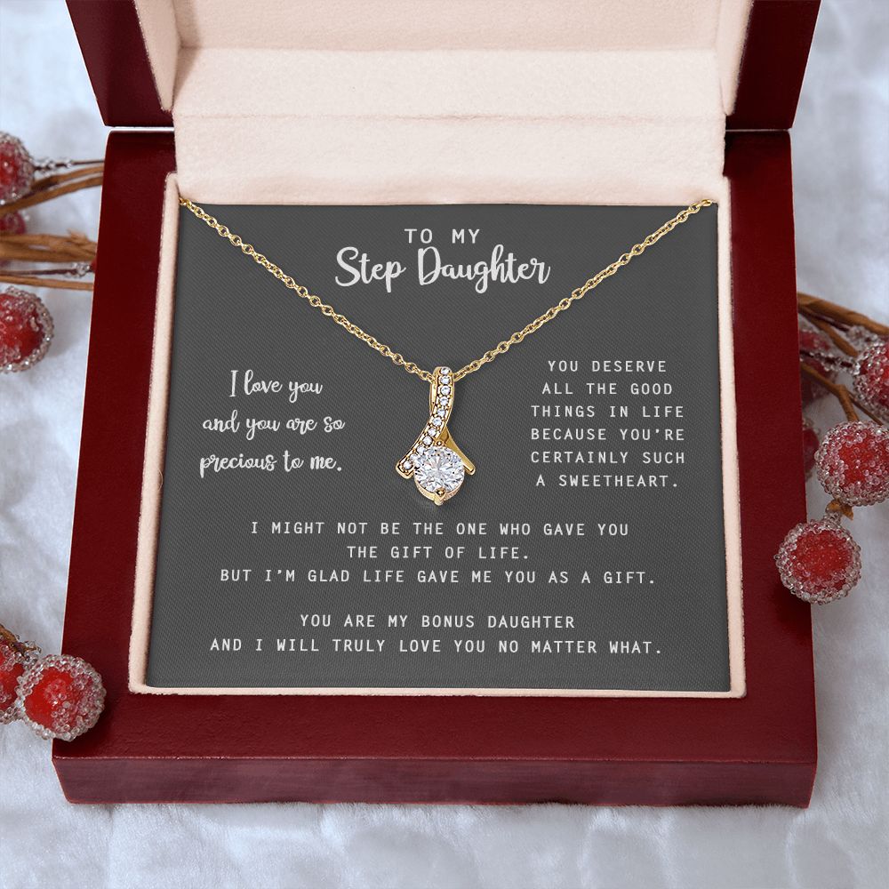 to My Step Daughter Necklace from Stepdad Bonus Daughters Birthday Xmas Congrats (1) Alluring Beauty Necklace