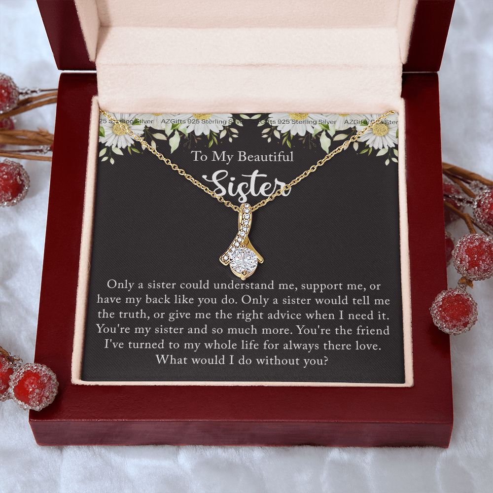 To My Sister Necklace, Sister to Sister, Birthday gift For Sister from Brother 2 Alluring Beauty Necklace