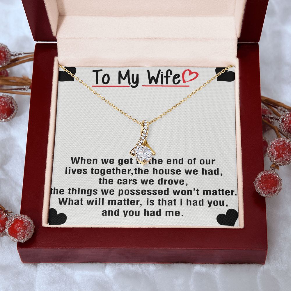 To My Wife Necklace from Husband, Personalized Necklace for Women, Luxury Necklace for Wife from Man Men, Wedding Anniversary Present For Wife, Beautiful Wife Jewelry Christmas Birthday Gift For Wife25 Alluring Beauty Necklace