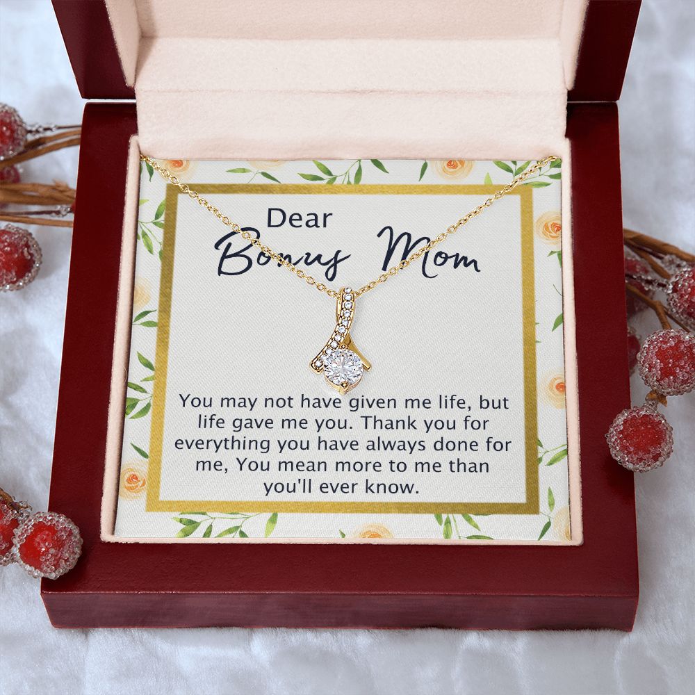 Bonus Mom Gifts, To My Bonus Mom Necklace, Bonus Mom Jewelry, Necklace for Bonus Mom, Step Daughter To Stepmother Necklace, Step Mom Necklace for Women Step Mom Mothers Day Jewelry Alluring Beauty Necklace