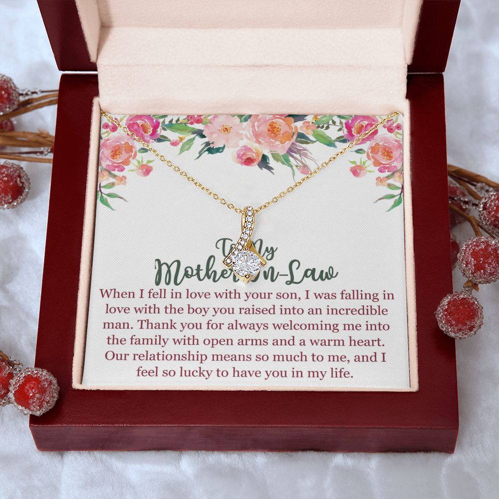 To My Mom In Law Necklace Pendant Gift From Son Happy Mother's Day Gift For Mom Birthday, Anniversary Love With Your Son Alluring Beauty Necklace