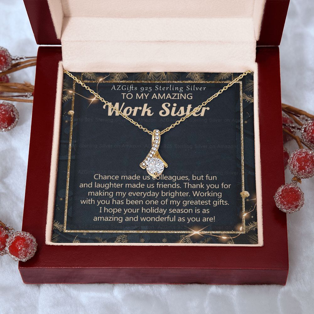 To My Work Sister Necklace Gift for Colleague Christmas Necklace for Work Sister from Co-Worker Christmas Pendant Gift for Colleague Christmas Jewelry Gift for Her Women 301 Alluring Beauty Necklace