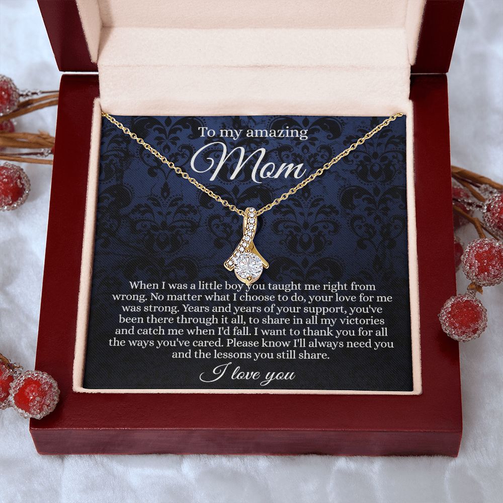 Gift for Mom Necklace, To My Beautiful Mom Love Knot Necklace Card, Mother’s Day Gift For Mom From Son, Thank You Mom Gift, Custom Jewelry Necklace For Mom Alluring Beauty Necklace