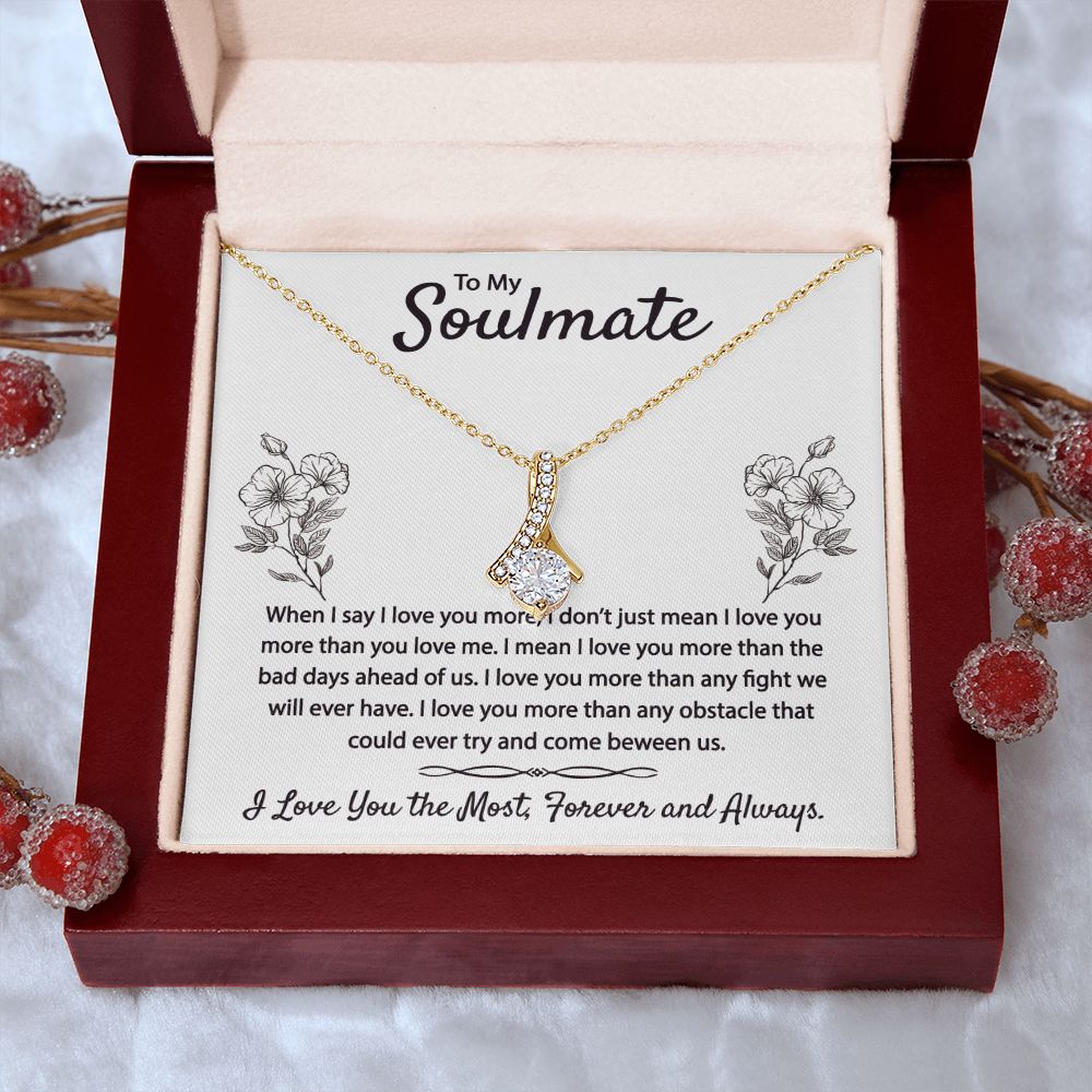 To My Soulmate Necklace for Women Birthday Christmas Jewelry Gifts For My Wife with Message Card Box Personalized Gift Present Pendant for Future Wife Soulmate Girlfriend Love 9 Alluring Beauty Necklace