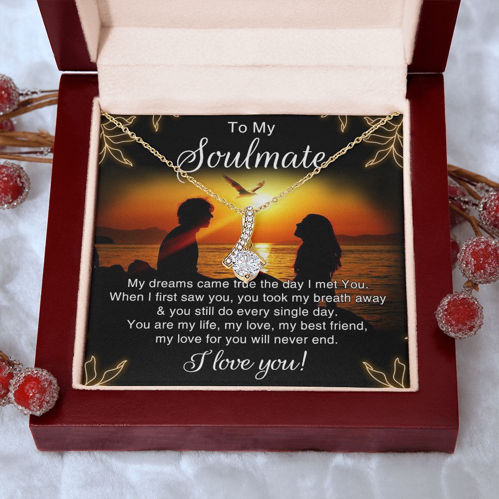 To My Soulmate Necklace for Women Birthday Christmas Jewelry Gifts For My Wife with Message Card Box Personalized Gift Present Pendant for Future Wife Soulmate Girlfriend Love 6 Alluring Beauty Necklace