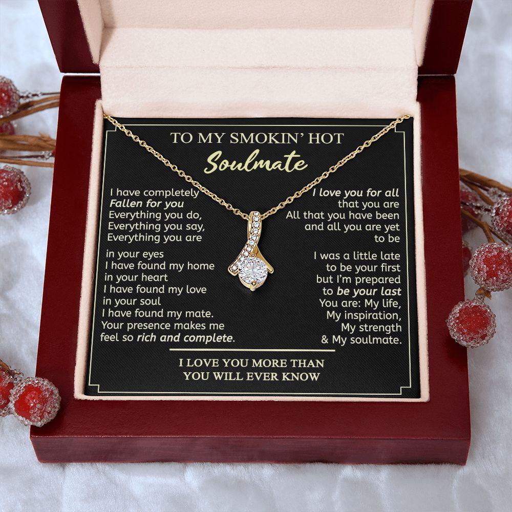 To My Smokin Hot Soulmate Necklace - Wife Gifts From Husband To My Wife Necklace, Gift for Her Romantic, Girlfriend Gifts Necklace for Wife from Men Includes Message Card and Gift Box 2 Alluring Beauty Necklace