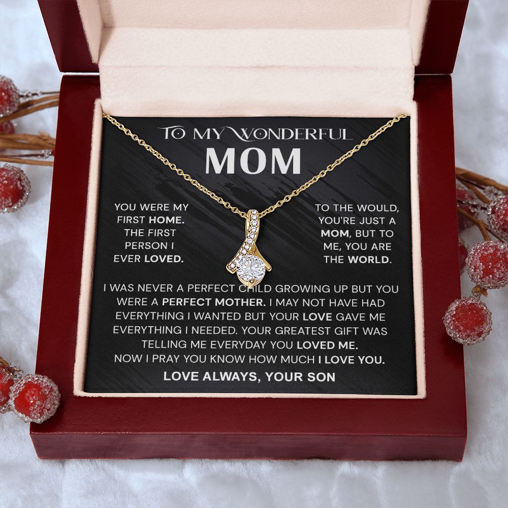 To My Wonderful Mom Necklace, Mom From Son Gift, Gift for Mother's Day From Son, Gift for Mom, Mother Gift from Son Necklace, Son to Mom Gifts, Mom gifts, Mothers Day Gift From Son Alluring Beauty Necklace