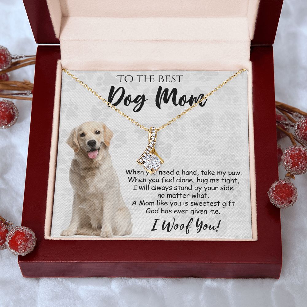To The Best Golden Retriever Dog Mom Knot Necklace Mother's Day Gift , I Woof You Gift Card, Message Card Jewelry For Dog Lovers, Necklace For Mom Alluring Beauty Necklace