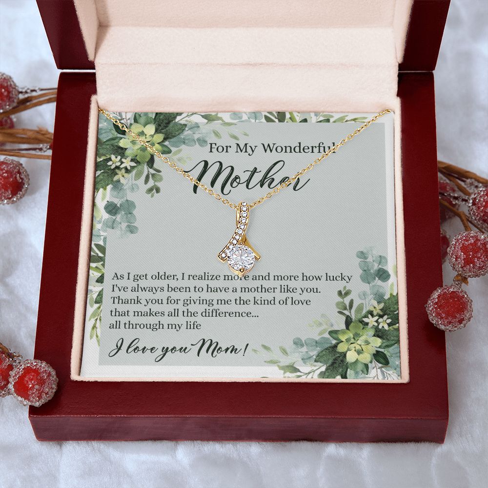 To My Wonderful Mother Necklace Message Card, Gift Box for Mom Birthday Gift From Daughter Mothers Day Necklace for Mom Gift From Daughter Mom Gifts For Mom Thank You Gift For Mom Alluring Beauty Necklace