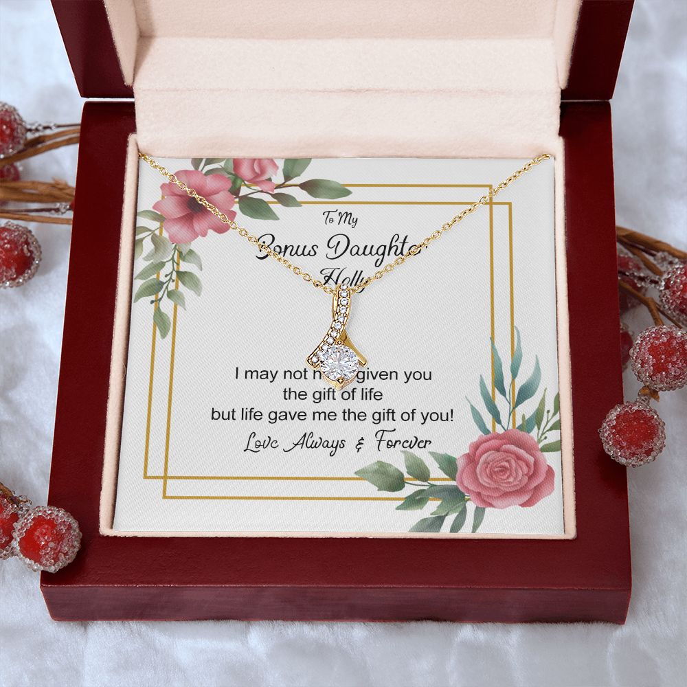 Bonus Daughter Gifts From Stepdad, Step Daughter Gifts From Stepmom, Stepdaughter Gifts From Stepdad, Father Stepdaughter Necklace, To My Bonus Daughter Necklaces, Christmas Gifts For Bonus6 Alluring Beauty Necklace
