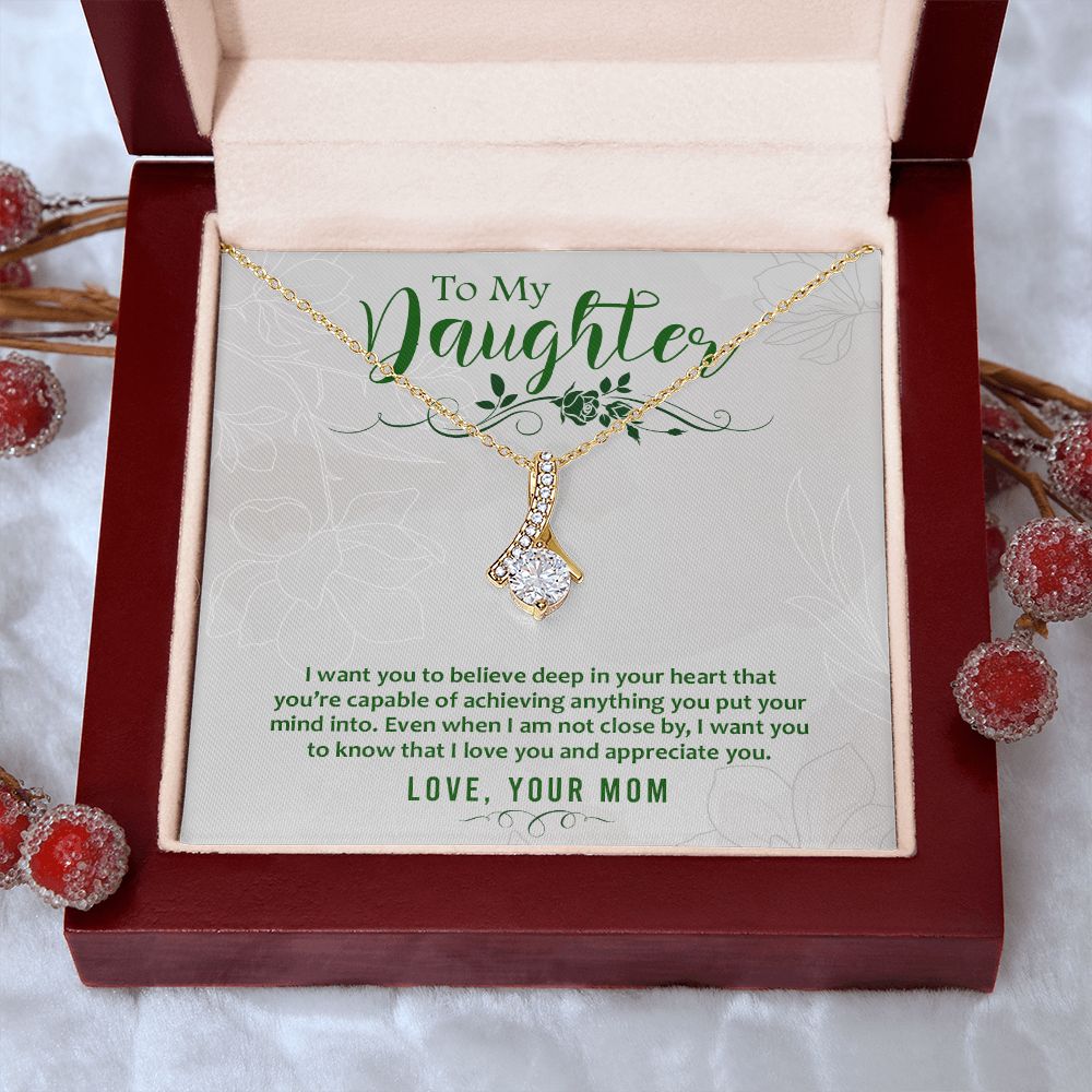 Mother and Daughter Necklace for Girls, To My Daughter Gift Necklace from Mom, Birthday Christmas Gift Graduation Gifts for Daughters, Jewelry Pendant Present for Daughter, Mother Daughter Gift 42 Alluring Beauty Necklace