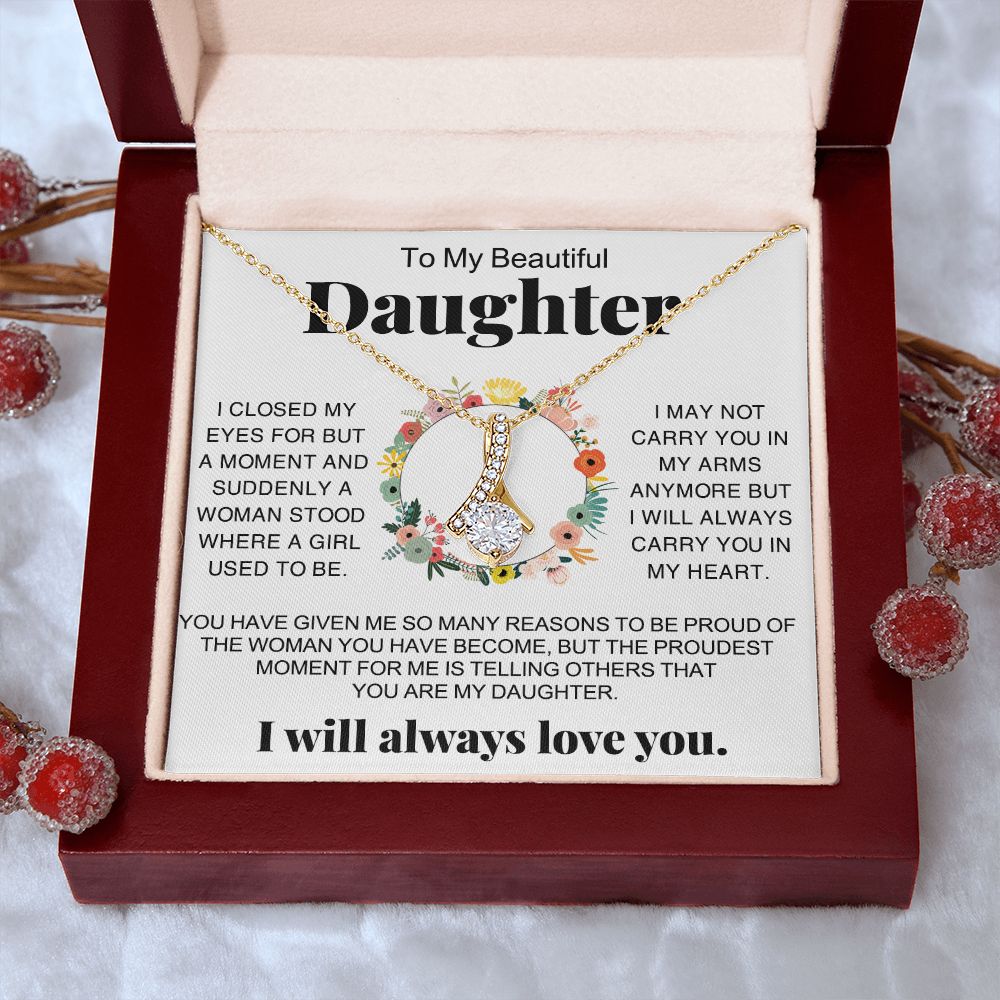 Jewelry Pendant Present for Daughter, To My Daughter Gift Necklace from Mom, Mother Daughter Gift Ideas, Birthday Christmas Gift Graduation Gifts for Daughters, Mother and Daughter Necklace 16 Alluring Beauty Necklace