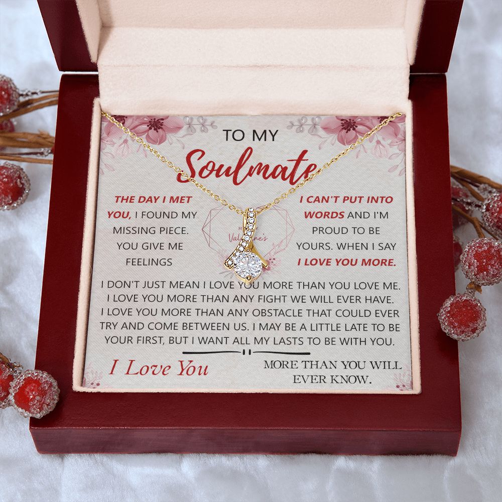 To My Soulmate Necklace for Women Birthday Christmas Jewelry Gifts For My Wife with Message Card Box Personalized Gift Present Pendant for Future Wife Soulmate Girlfriend Love 23 Alluring Beauty Necklace