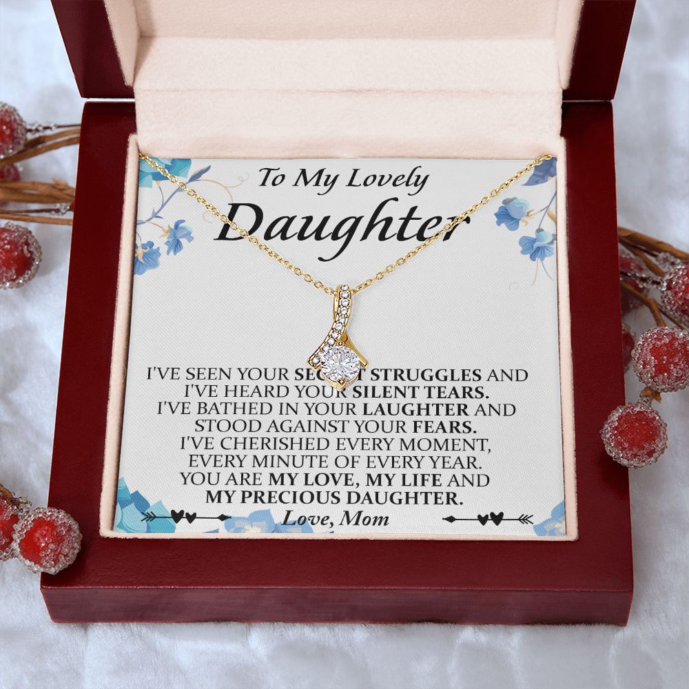 Mother and Daughter Necklace for Girls, To My Daughter Gift Necklace from Mom, Birthday Christmas Gift Graduation Gifts for Daughters, Jewelry Pendant Present for Daughter, Mother Daughter Gift 41 Alluring Beauty Necklace