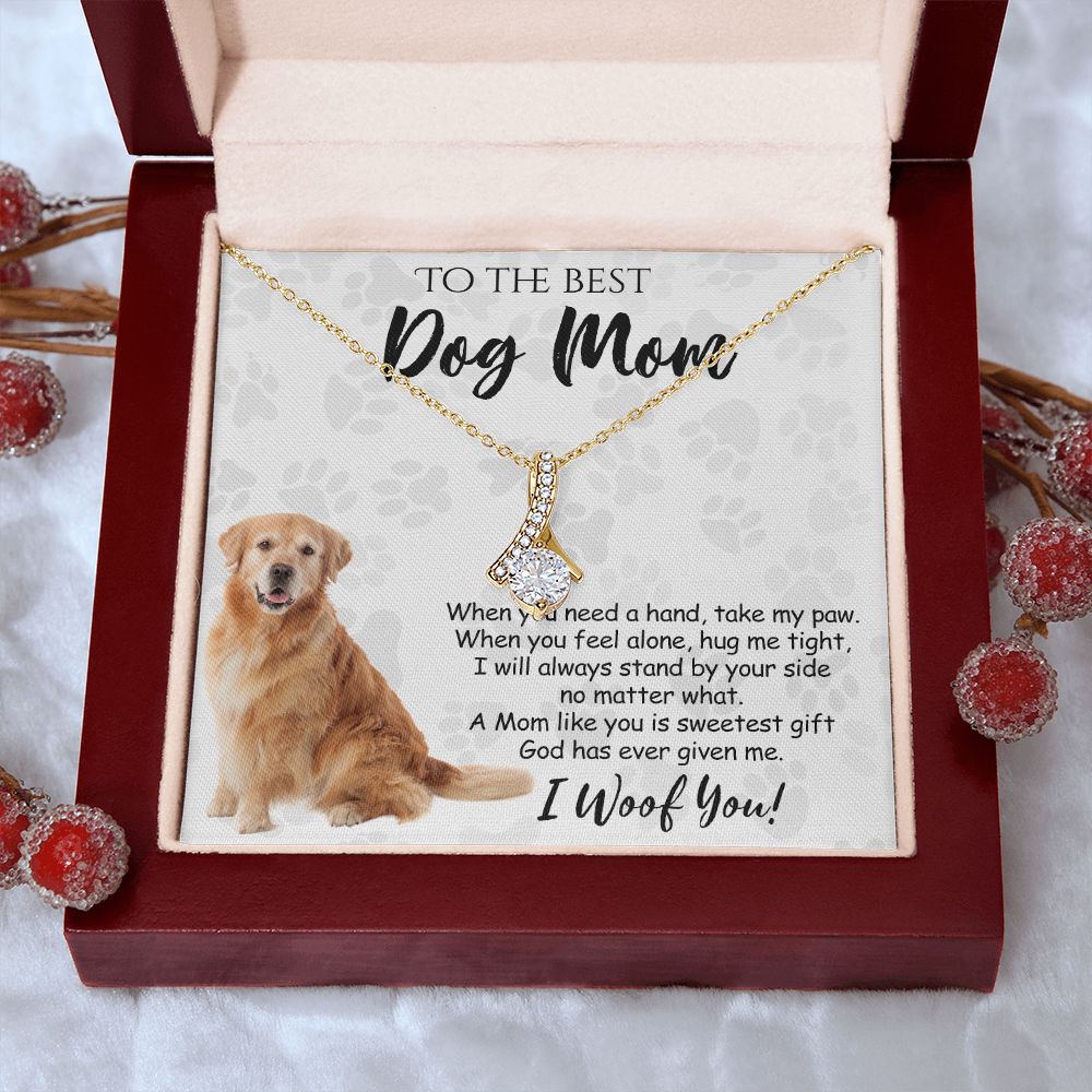 To The Best Golden Retriever Dog Mom Knot Necklace Mother's Day Gift , I Woof You Quote Gift Card, Message Card Jewelry For Dog Lovers, Necklace For Mom Alluring Beauty Necklace