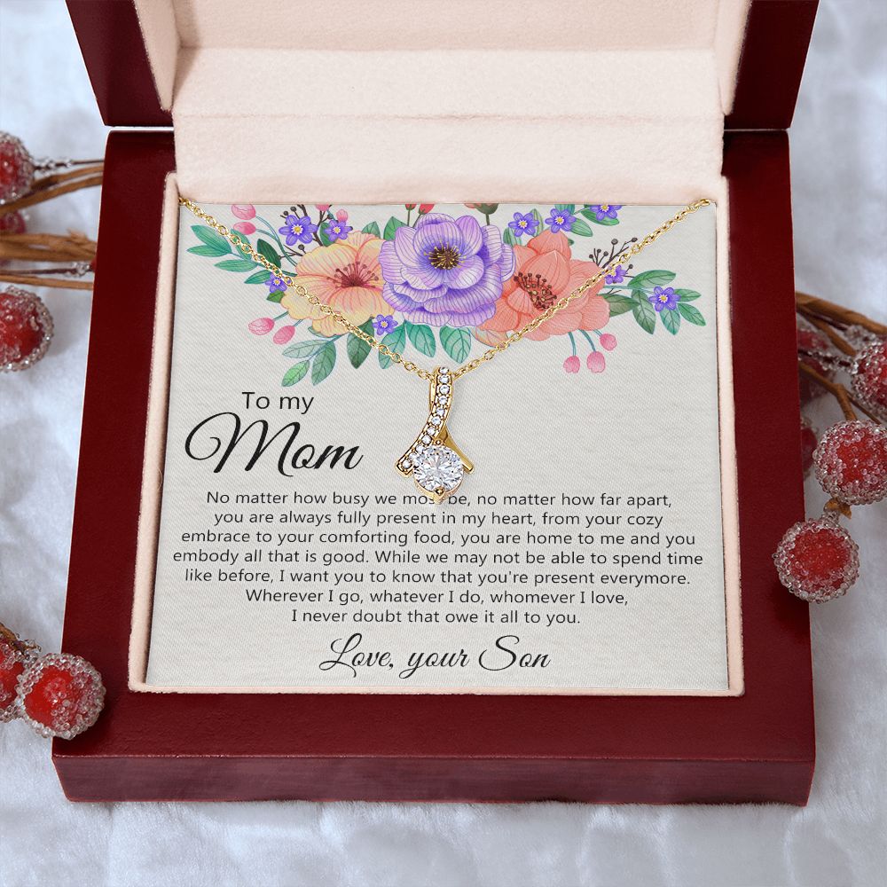 To my Mom Love Your Son Necklace, Meaningful Gift for Mom Necklace Jewelry for Women, Gift for Mom from Son, Son to Mom Jewelry Box, Mom Gift on Mother's Day Birthday Holiday Present Alluring Beauty Necklace