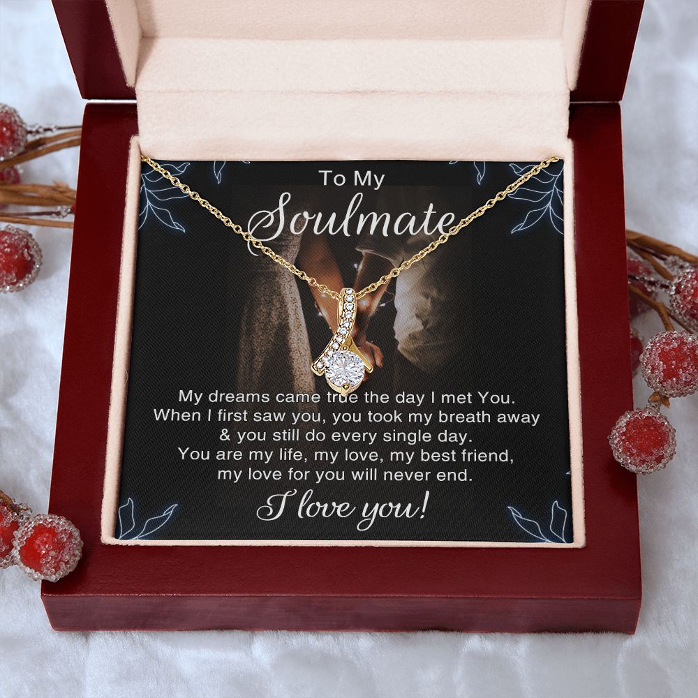 To My Soulmate Necklace for Women Birthday Christmas Jewelry Gifts For My Wife with Message Card Box Personalized Gift Present Pendant for Future Wife Soulmate Girlfriend Love 5 Alluring Beauty Necklace