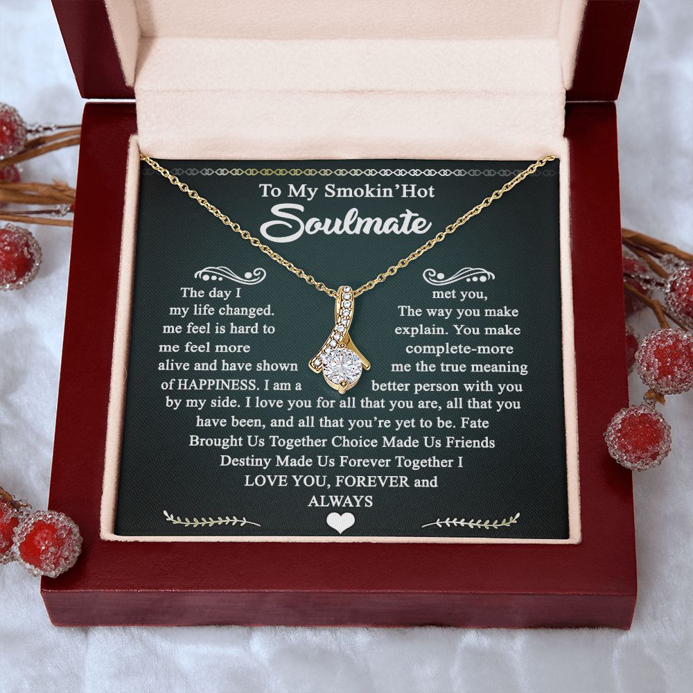 To My Smokin Hot Soulmate Necklace - Wife Gifts From Husband To My Wife Necklace, Gift for Her Romantic, Girlfriend Gifts Necklace for Wife from Men Includes Message Card and Gift Box 3 Alluring Beauty Necklace