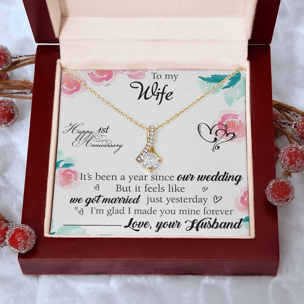 To My Wife Necklace, Wedding Anniversary Jewelry For Women, Necklace For Wife from Husband, Gift For Wife Birthday Gifts From Husband Necklace, Jewelry With Message Card In A Gift Box2 Alluring Beauty Necklace