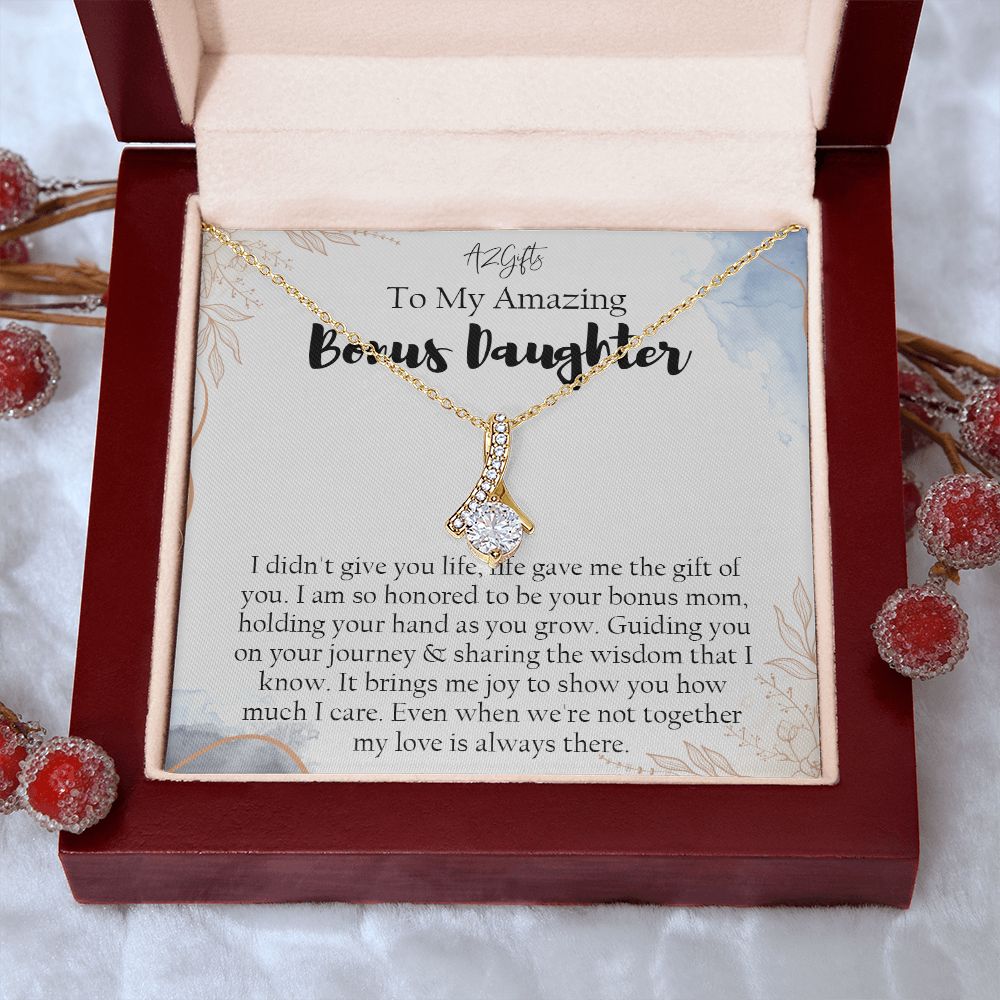 Bonus Daughter Gifts From Stepdad, Step Daughter Gifts From Stepmom, Stepdaughter Gifts From Stepdad, Father Stepdaughter Necklace, To My Bonus Daughter Necklaces, Christmas Gifts For Bonus1 Alluring Beauty Necklace