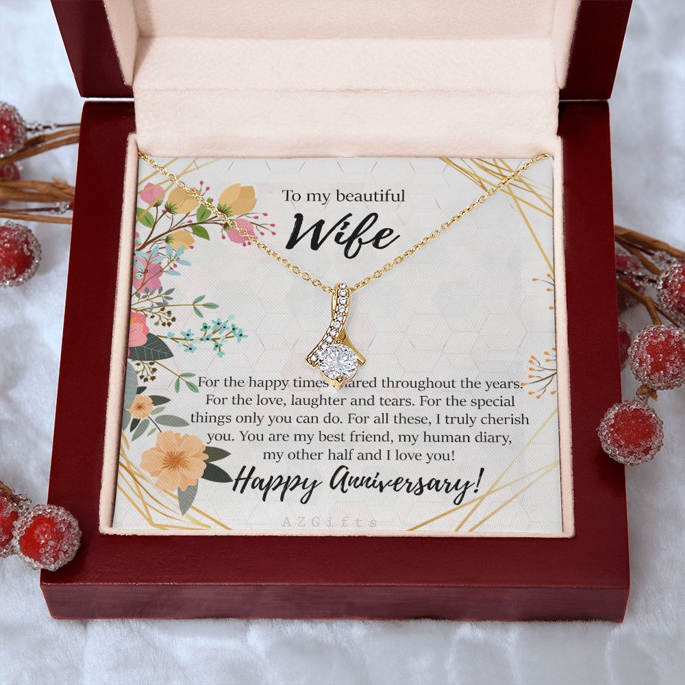 To My Wife Necklace from Husband, Personalized Necklace for Women, Luxury Necklace for Wife from Man Men, Wedding Anniversary Present For Wife, Beautiful Wife Jewelry Christmas Birthday Gifts For Wife8 Alluring Beauty Necklace