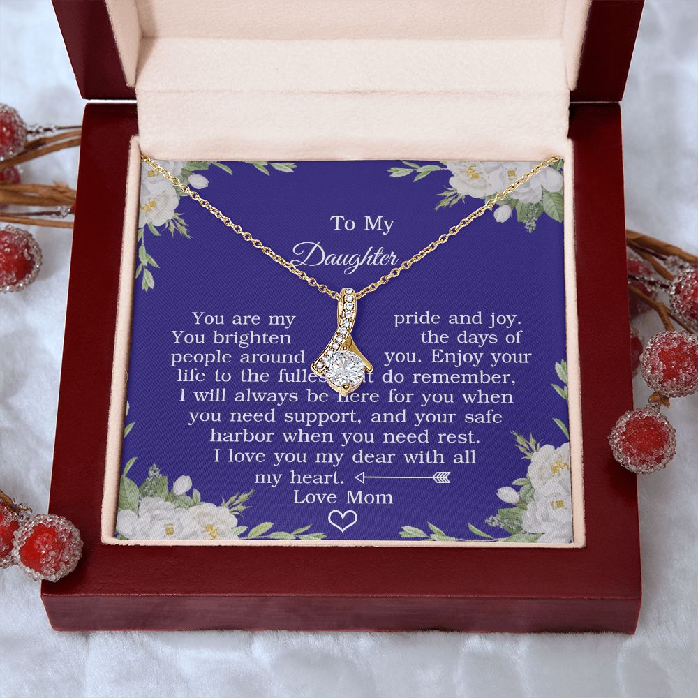 Mother Daughter Gift Ideas, To My Daughter Gift Necklace from Mom, Jewelry Pendant Present for Daughter, Birthday Christmas Gift Graduation Gifts for Daughters, Mother and Daughter Necklace 2137 Alluring Beauty Necklace