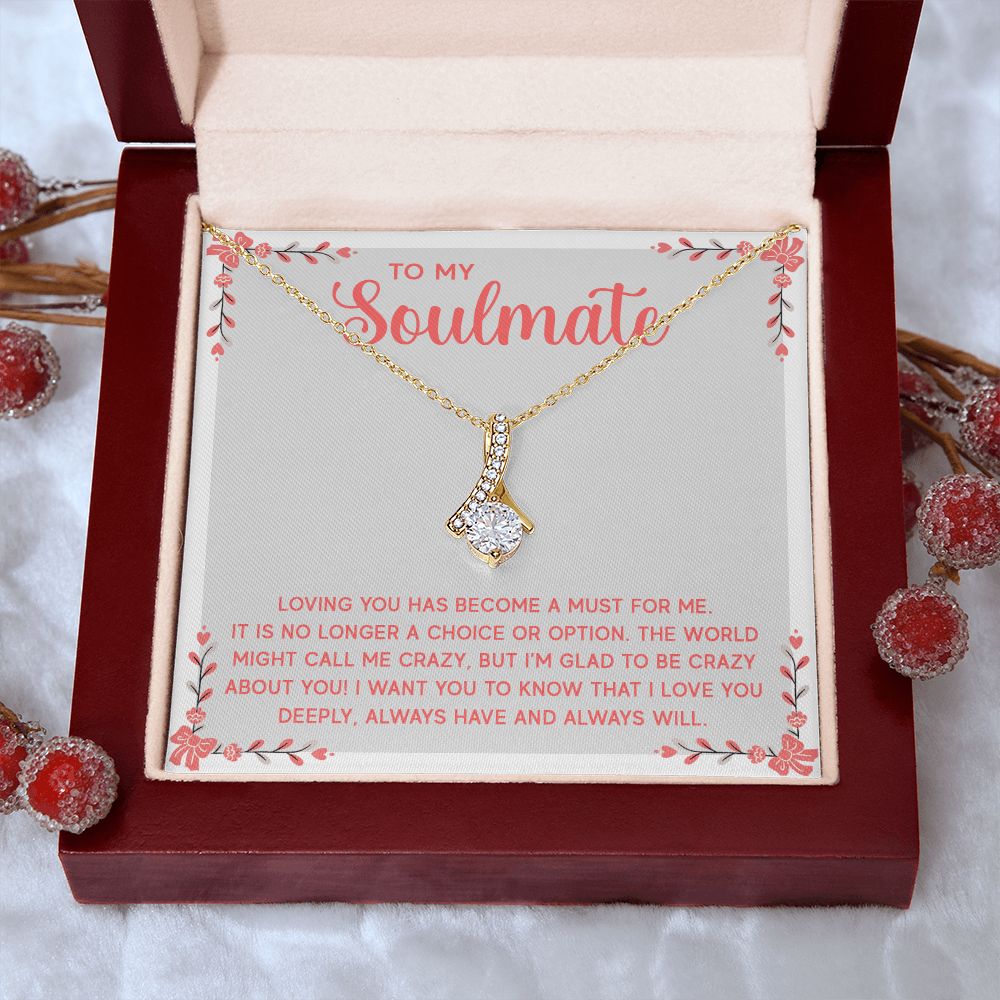 To My Soulmate Necklace for Women Birthday Christmas Jewelry Gifts For My Wife with Message Card Box Personalized Gift Present Pendant for Future Wife Soulmate Girlfriend Love 14 Alluring Beauty Necklace