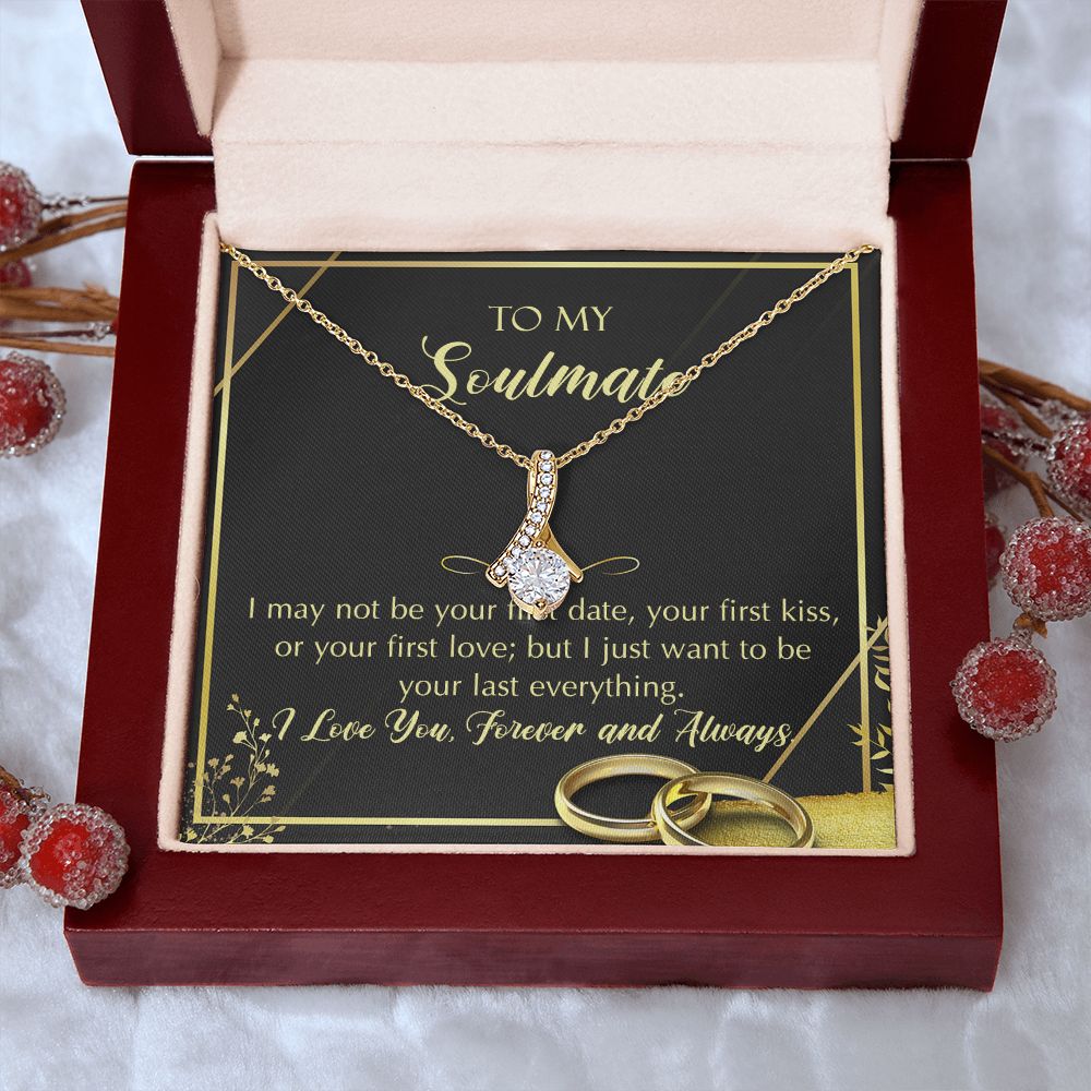 To My Soulmate Necklace for Women Birthday Christmas Jewelry Gifts For My Wife with Message Card Box Personalized Gift Present Pendant for Future Wife Soulmate Girlfriend Love 28 Alluring Beauty Necklace