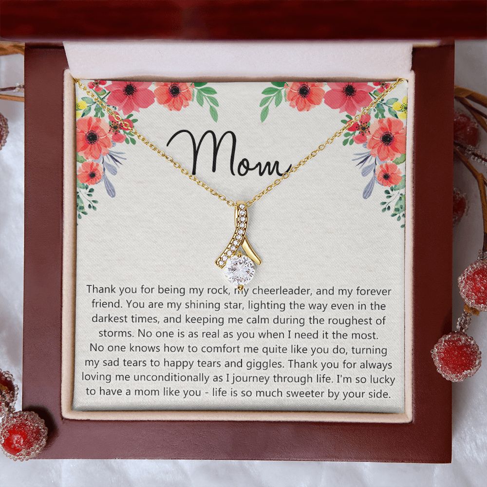 To My Mom Gift Necklace for Mother Daughter Jewelry, Thank You Mom Gift, Gift for Mom from Daughter to Mother Necklace Pendant Jewelry Box for Mom on Mother's Day Birthday Alluring Beauty Necklace