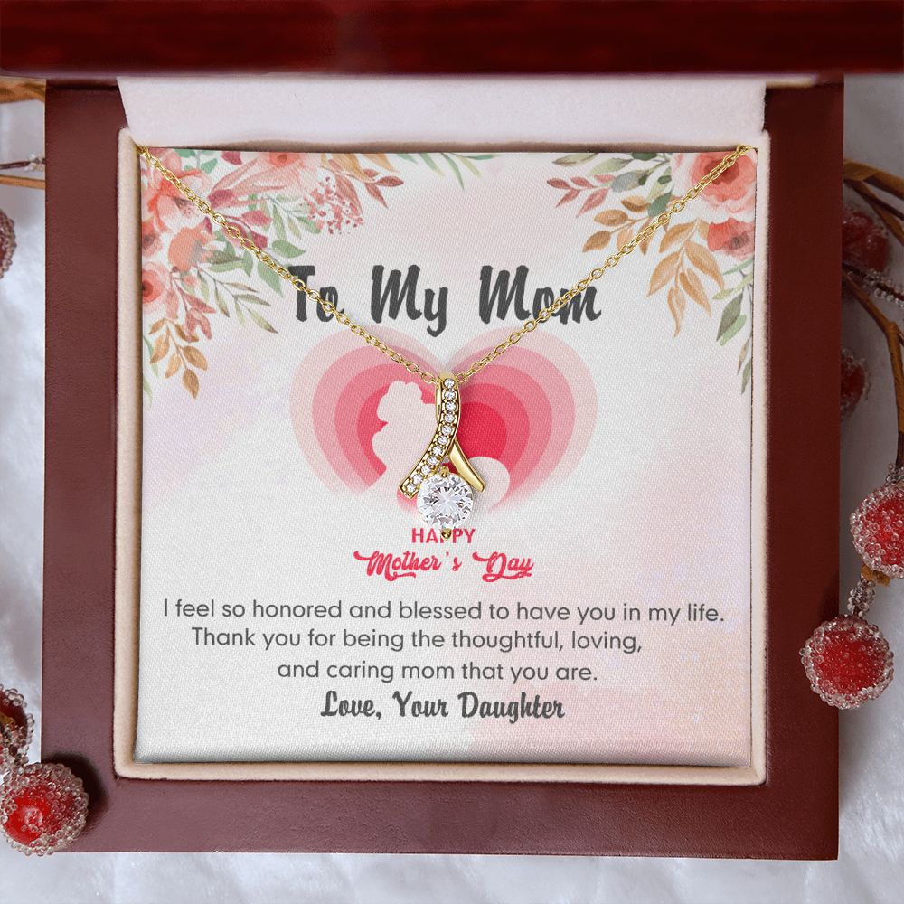 To My Mom Necklace Pendant Gift From Daughter And Happy Mother's Day Gift For Mom Birthday, Anniversary Thank You Alluring Beauty Necklace
